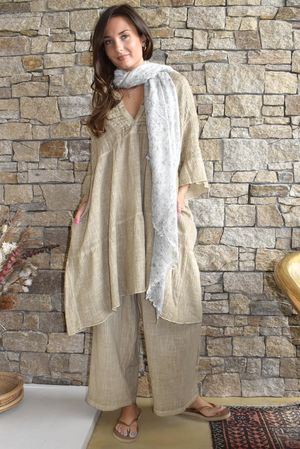 Loom & Thread Embroidered Tiered Smock Dress Washed Oat